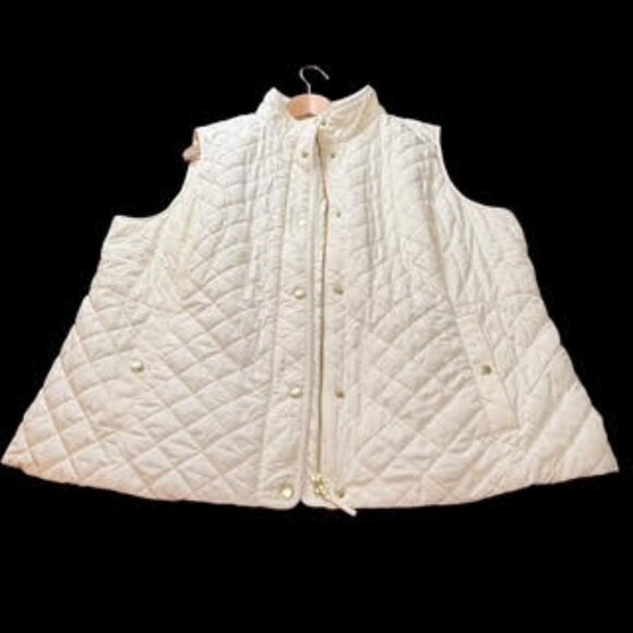 Talbots Quilted Vest Ivory White Fleece Lined Zip Snap Pockets Women’s Plus 2X - Picture 4 of 13